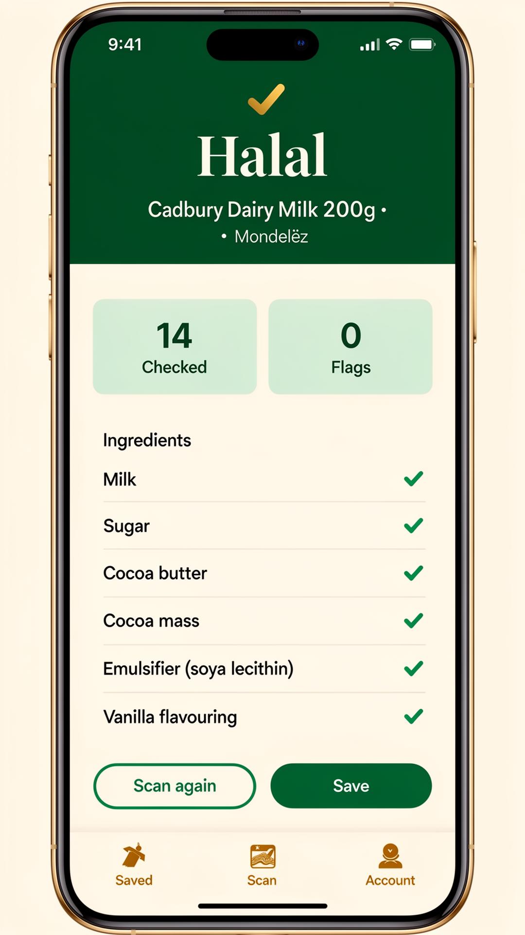 Halal verdict screen